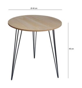 Modern round wooden coffee table with black metal legs – stylish and compact table from Woodlines Store