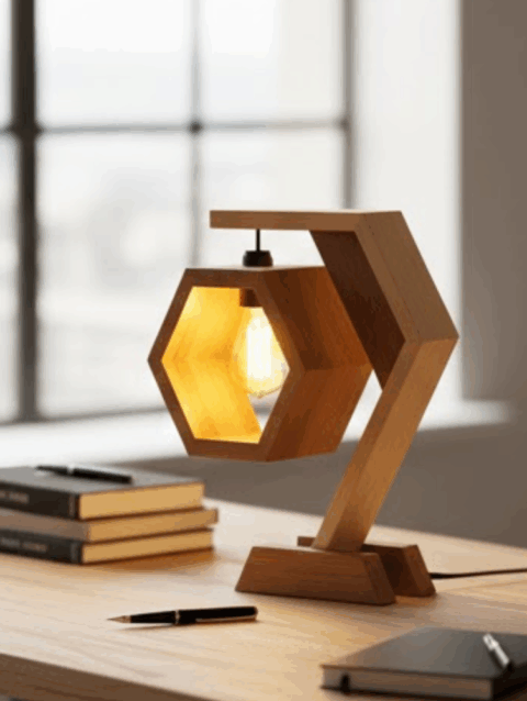 Handcrafted Hexagon LED Lamp