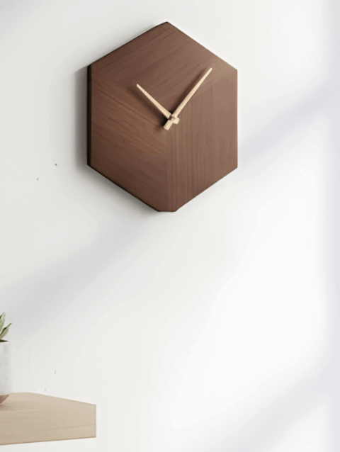 Minimalist Hexagon Wood Clock